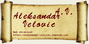 Aleksandar Velović vizit kartica